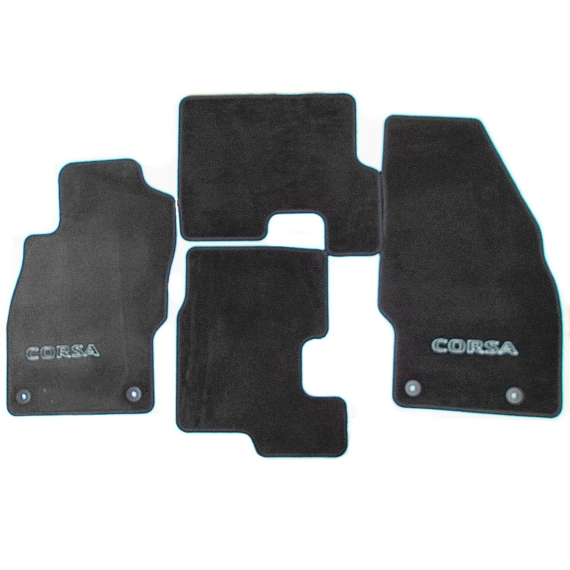 Szövetszőnyeg készlet Corsa D feliratos fekete 4 db-os